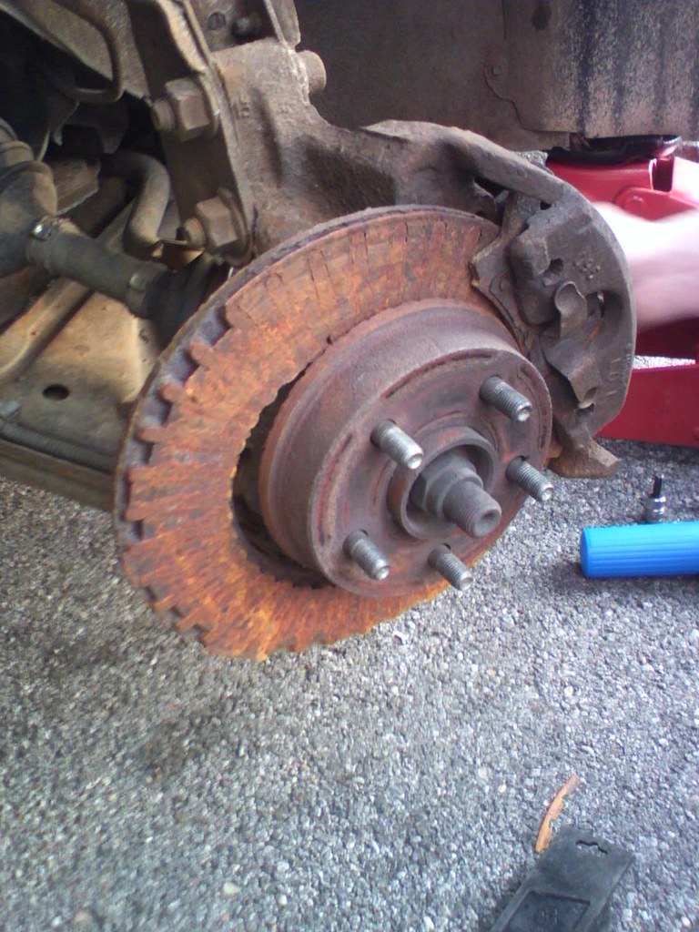Close-up of a brake disc rotor